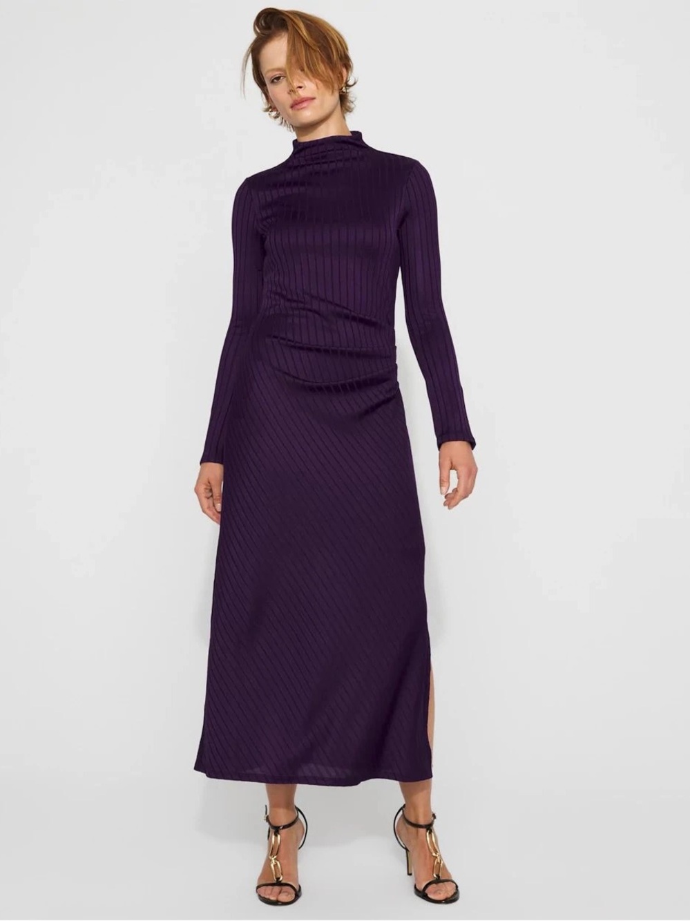 White House Black Market Long-Sleeve Maxi Dress in Plum